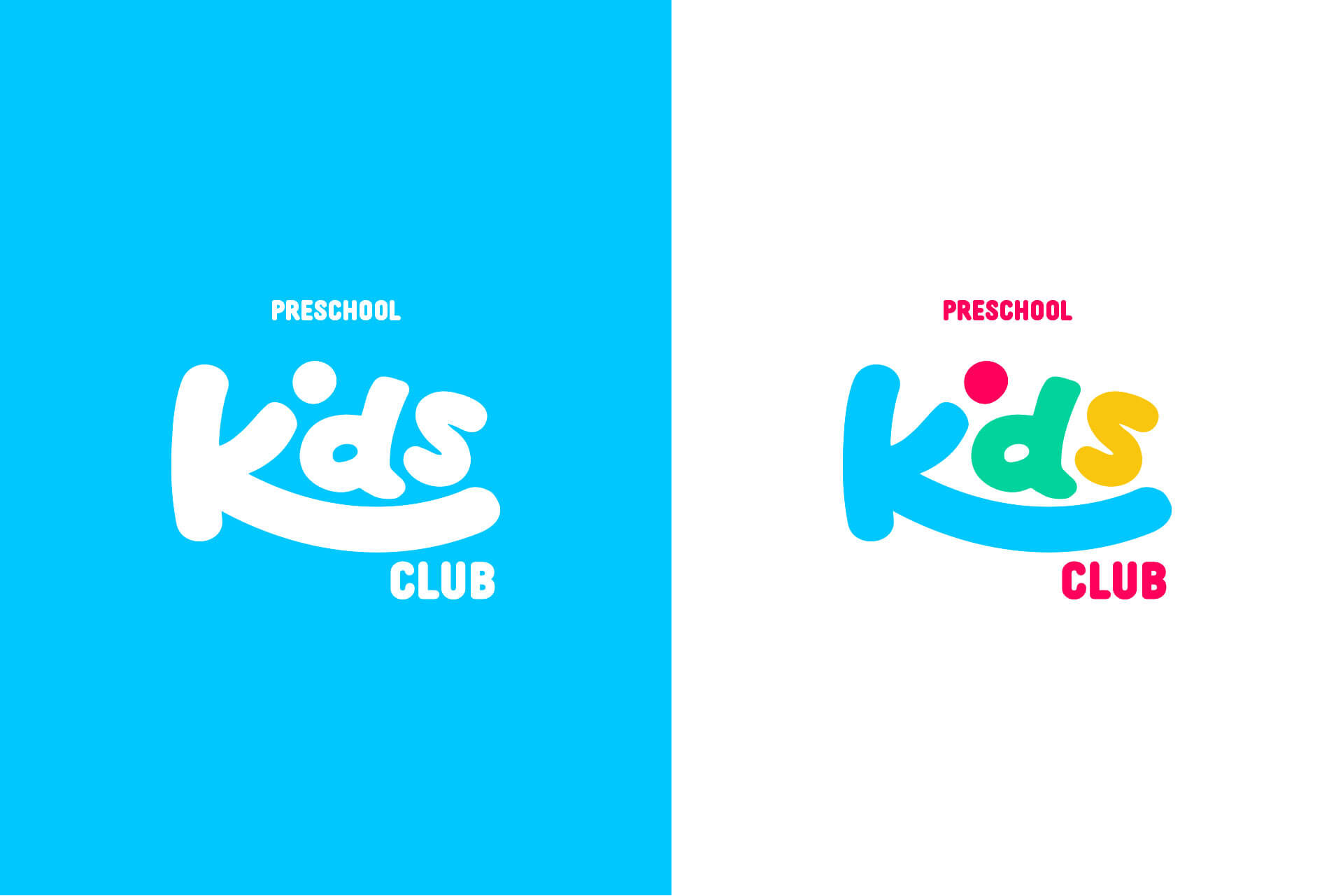 Full colour and white version of Kids Club logo - daycare center branding